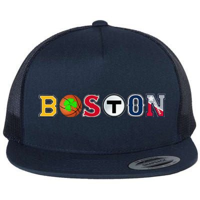 Bawston Townie Sports Fan Boston Mass New England Proud Flat Bill Trucker Hat