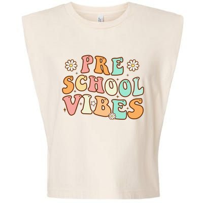 Back to School Preschool Vibes Retro Teacher Nursery School Garment-Dyed Women's Muscle Tee