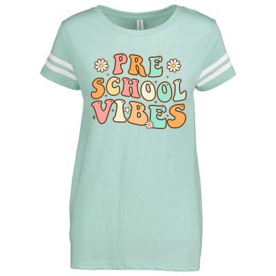 Back to School Preschool Vibes Retro Teacher Nursery School Enza Ladies Jersey Football T-Shirt