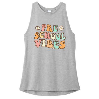 Back to School Preschool Vibes Retro Teacher Nursery School Ladies PosiCharge Tri-Blend Wicking Tank