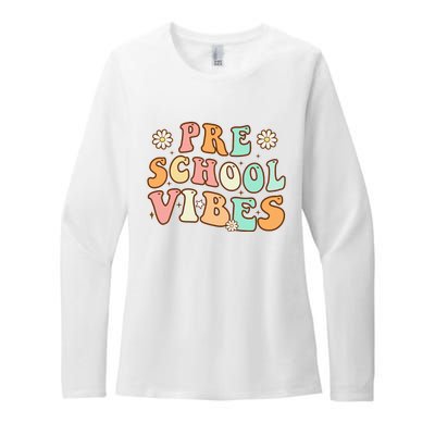 Back to School Preschool Vibes Retro Teacher Nursery School Womens CVC Long Sleeve Shirt