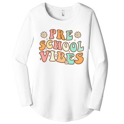 Back to School Preschool Vibes Retro Teacher Nursery School Women's Perfect Tri Tunic Long Sleeve Shirt