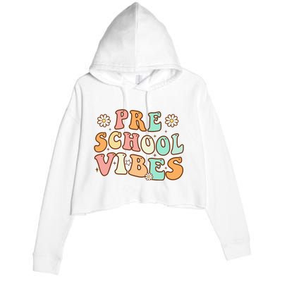 Back to School Preschool Vibes Retro Teacher Nursery School Crop Fleece Hoodie