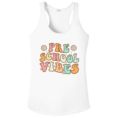 Back to School Preschool Vibes Retro Teacher Nursery School Ladies PosiCharge Competitor Racerback Tank