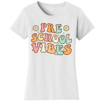 Back to School Preschool Vibes Retro Teacher Nursery School Women's T-Shirt