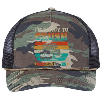 Back To School Ready To Crush Kindergarten Monster Truck Boy Gift Retro Rope Trucker Hat Cap