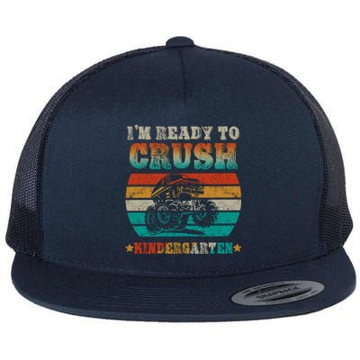 Back To School Ready To Crush Kindergarten Monster Truck Boy Gift Flat Bill Trucker Hat