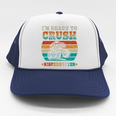 Back To School Ready To Crush Kindergarten Monster Truck Boy Gift Trucker Hat