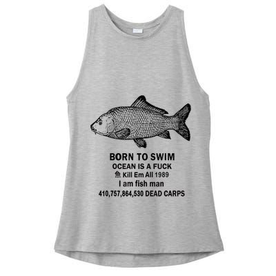 Born To Swim Ocean Is A Fuck Kill Em All 1989 Ladies PosiCharge Tri-Blend Wicking Tank
