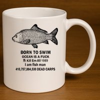 Born To Swim Ocean Is A Fuck Kill Em All 1989 11oz C Handle Ceramic Mug