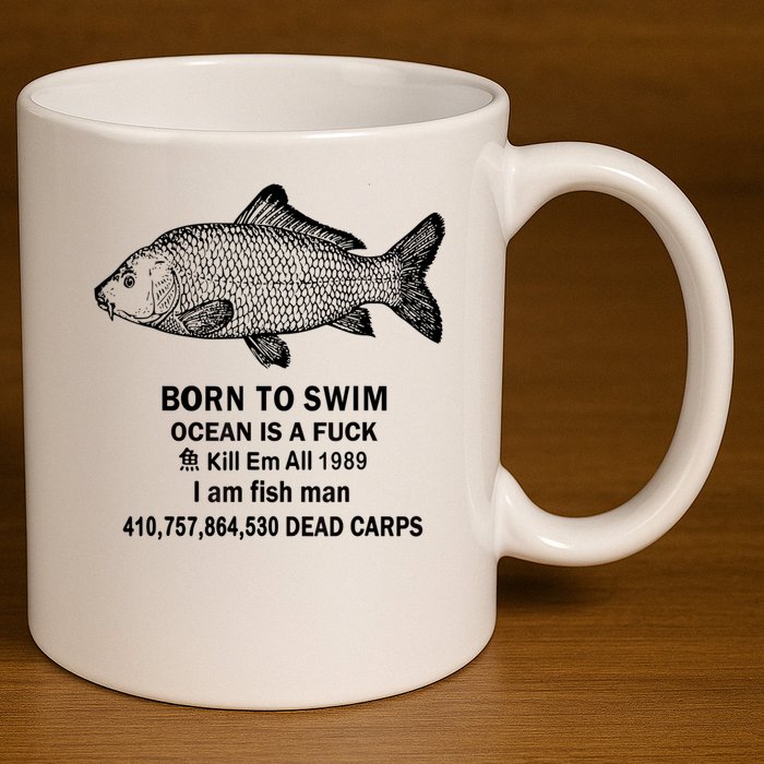 Born To Swim Ocean Is A Fuck Kill Em All 1989 11oz C Handle Ceramic Mug