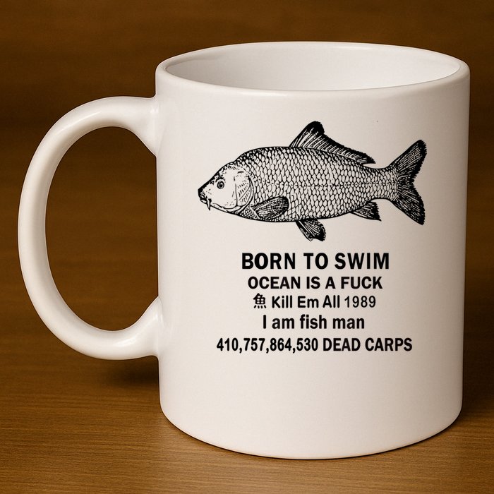 Born To Swim Ocean Is A Fuck Kill Em All 1989 11oz C Handle Ceramic Mug