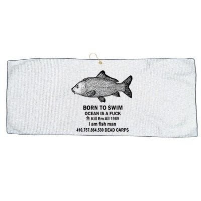 Born To Swim Ocean Is A Fuck Kill Em All 1989 Large Microfiber Waffle Golf Towel