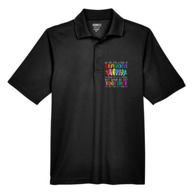 Back To School Teacher We Are Like A Box Of Crayons Men's Origin Performance Pique Polo