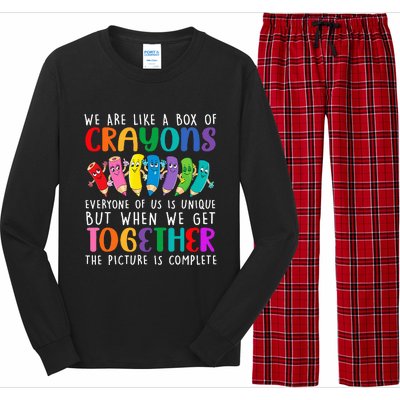 Back To School Teacher We Are Like A Box Of Crayons Long Sleeve Pajama Set