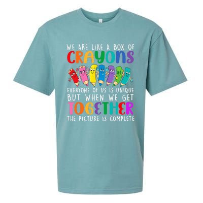 Back To School Teacher We Are Like A Box Of Crayons Sueded Cloud Jersey T-Shirt