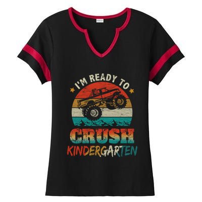 Back To School Ready To Crush Kindergarten Monster Truck Boy Funny Gift Ladies Halftime Notch Neck Tee