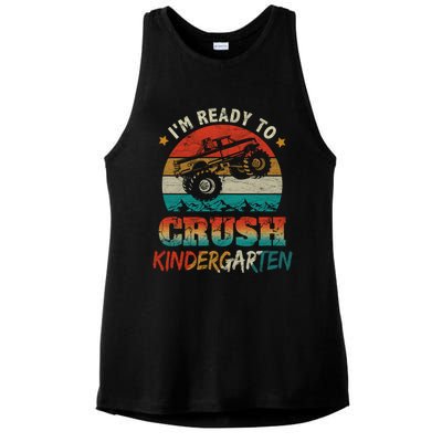 Back To School Ready To Crush Kindergarten Monster Truck Boy Funny Gift Ladies PosiCharge Tri-Blend Wicking Tank