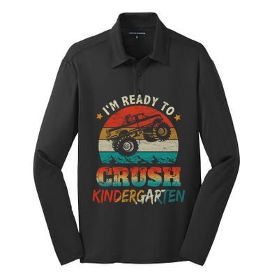 Back To School Ready To Crush Kindergarten Monster Truck Boy Funny Gift Silk Touch Performance Long Sleeve Polo