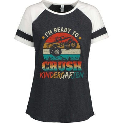 Back To School Ready To Crush Kindergarten Monster Truck Boy Funny Gift Enza Ladies Jersey Colorblock Tee