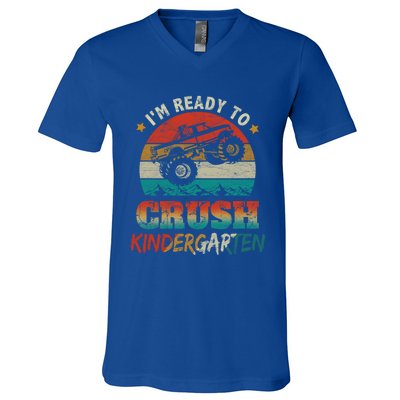 Back To School Ready To Crush Kindergarten Monster Truck Boy Funny Gift V-Neck T-Shirt