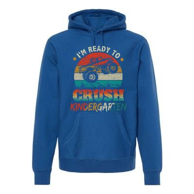 Back To School Ready To Crush Kindergarten Monster Truck Boy Funny Gift Premium Hoodie