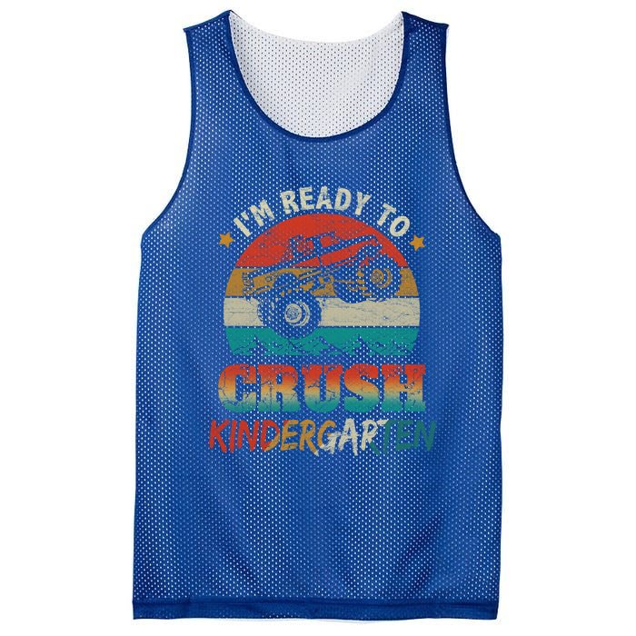 Back To School Ready To Crush Kindergarten Monster Truck Boy Funny Gift Mesh Reversible Basketball Jersey Tank