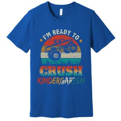 Back To School Ready To Crush Kindergarten Monster Truck Boy Funny Gift Premium T-Shirt