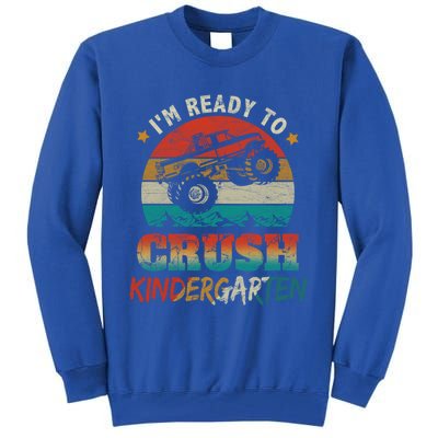 Back To School Ready To Crush Kindergarten Monster Truck Boy Funny Gift Tall Sweatshirt