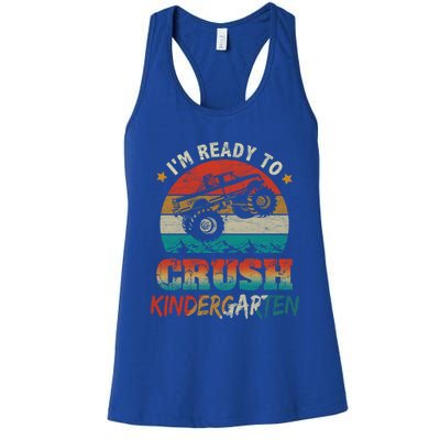 Back To School Ready To Crush Kindergarten Monster Truck Boy Funny Gift Women's Racerback Tank