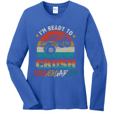 Back To School Ready To Crush Kindergarten Monster Truck Boy Funny Gift Ladies Long Sleeve Shirt