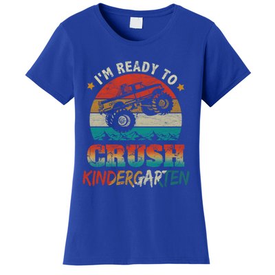 Back To School Ready To Crush Kindergarten Monster Truck Boy Funny Gift Women's T-Shirt