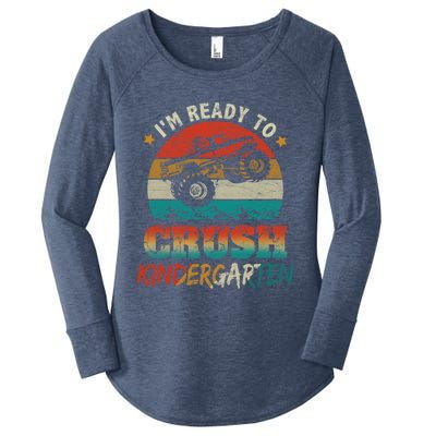 Back To School Ready To Crush Kindergarten Monster Truck Boy Funny Gift Women's Perfect Tri Tunic Long Sleeve Shirt