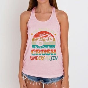 Back To School Ready To Crush Kindergarten Monster Truck Boy Funny Gift Women's Knotted Racerback Tank