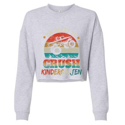 Back To School Ready To Crush Kindergarten Monster Truck Boy Funny Gift Cropped Pullover Crew