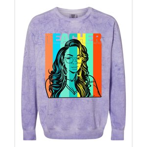 Black Teacher Smart Beautiful Queen Juneteenth Melanin Gift Colorblast Crewneck Sweatshirt