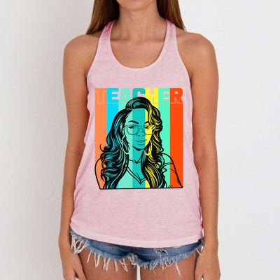 Black Teacher Smart Beautiful Queen Juneteenth Melanin Gift Women's Knotted Racerback Tank