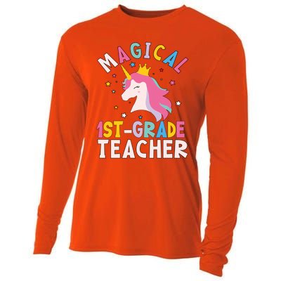 Back To School First 1St Grade Teacher Magical Unicorn Gift Cooling Performance Long Sleeve Crew