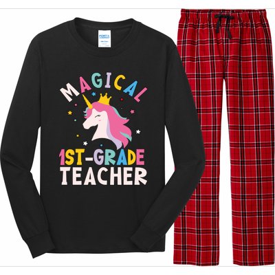 Back To School First 1St Grade Teacher Magical Unicorn Gift Long Sleeve Pajama Set