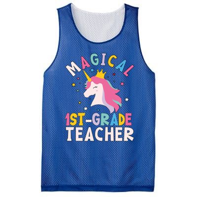 Back To School First 1St Grade Teacher Magical Unicorn Gift Mesh Reversible Basketball Jersey Tank