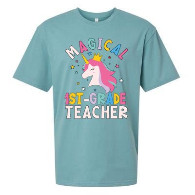 Back To School First 1St Grade Teacher Magical Unicorn Gift Sueded Cloud Jersey T-Shirt