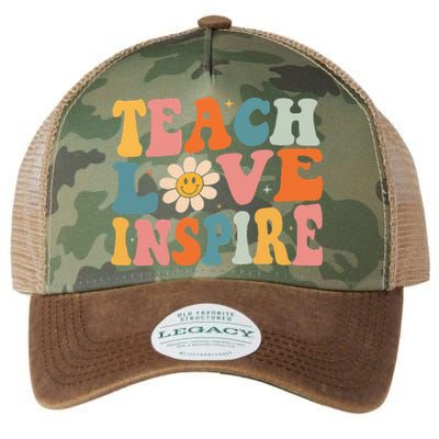 Back To School Teach Love Inspire Retro Teachers Legacy Tie Dye Trucker Hat