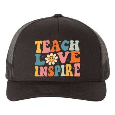 Back To School Teach Love Inspire Retro Teachers Yupoong Adult 5-Panel Trucker Hat