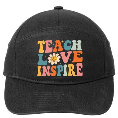 Back To School Teach Love Inspire Retro Teachers 7-Panel Snapback Hat