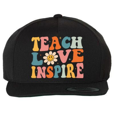 Back To School Teach Love Inspire Retro Teachers Wool Snapback Cap