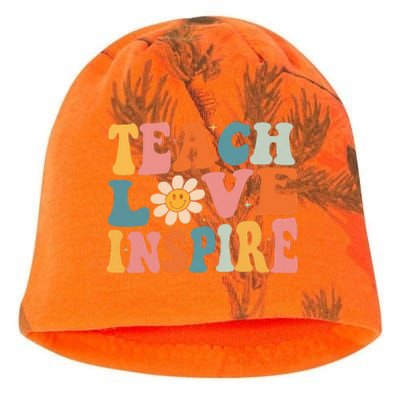 Back To School Teach Love Inspire Retro Teachers Kati - Camo Knit Beanie