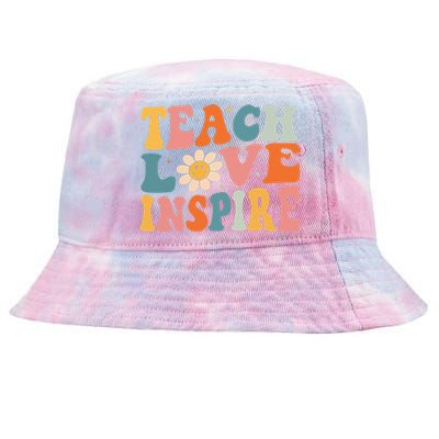 Back To School Teach Love Inspire Retro Teachers Tie-Dyed Bucket Hat