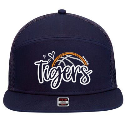 Basketball Tigers School Sports Fan Team Spirit 7 Panel Mesh Trucker Snapback Hat