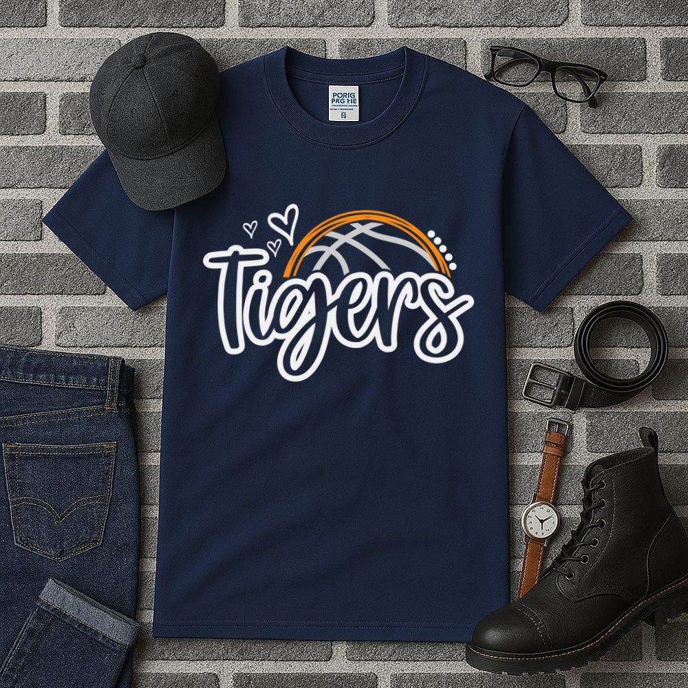 Basketball Tigers School Sports Fan Team Spirit Tall T-Shirt
