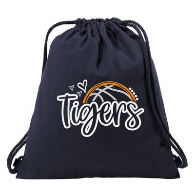 Basketball Tigers School Sports Fan Team Spirit Drawstring Bag